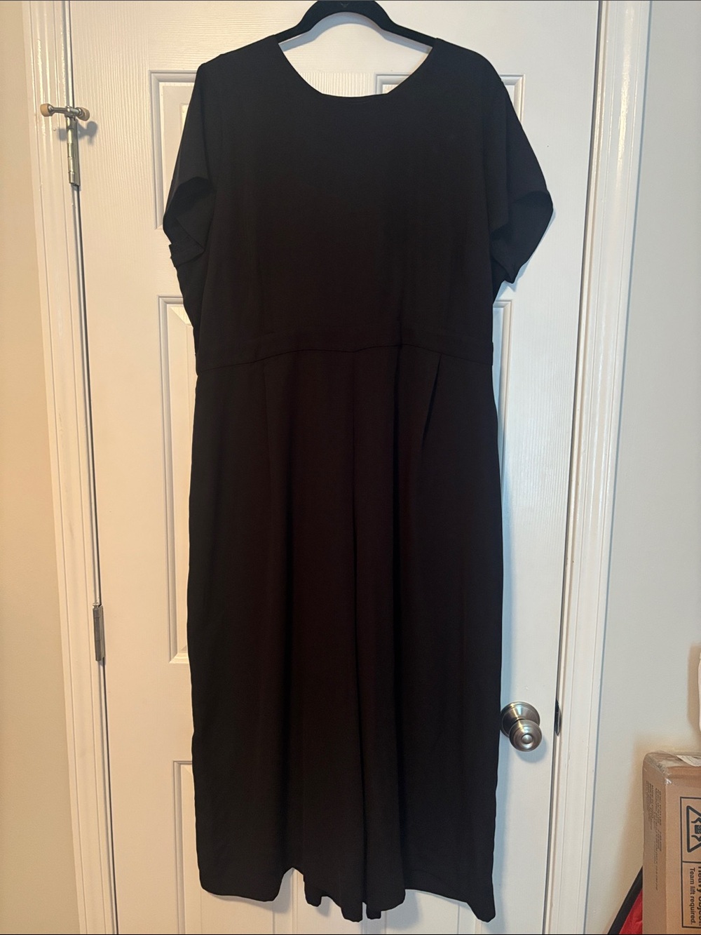 J. Crew Black Midi Jumper with Short Sleeves and open back.